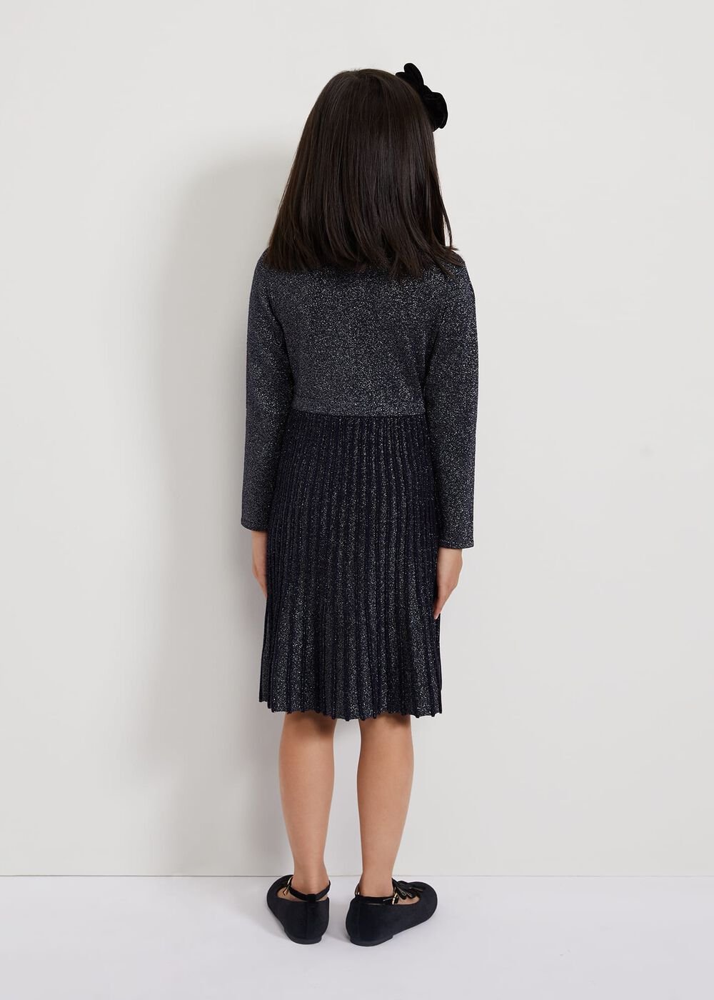 Jessamin Shimmer Fit And Flare Dress - Navy