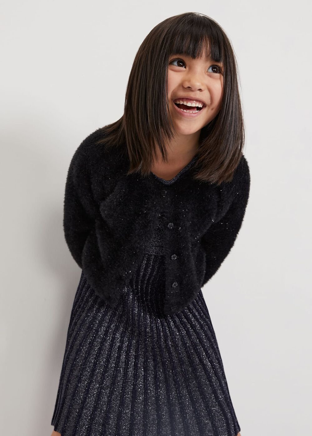 Kessie Black Fluffy Cardigan - Black