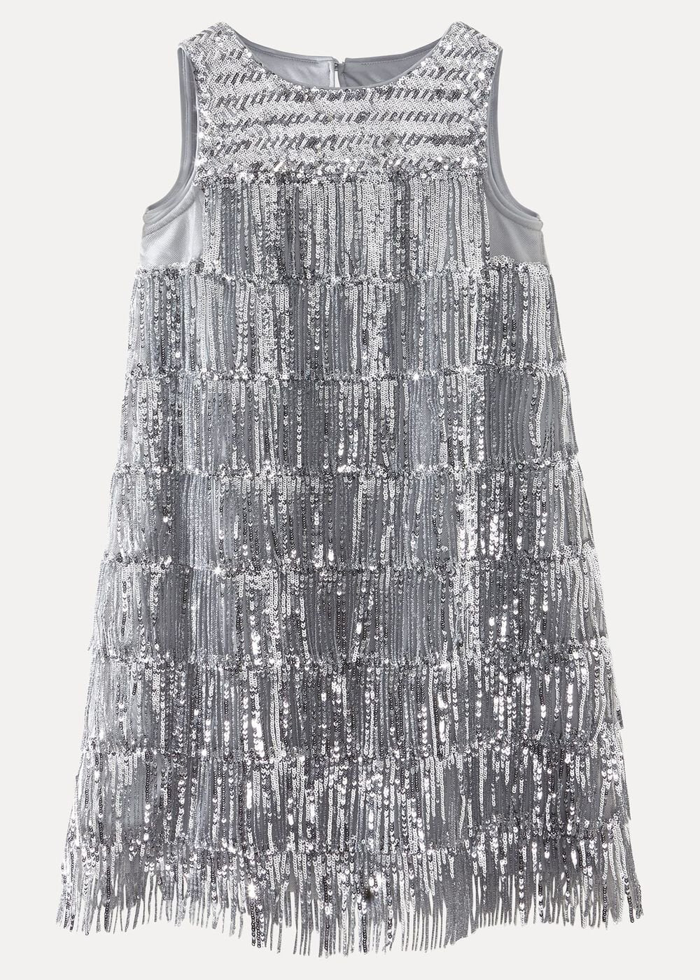 Lulu Fringe Sequin Dress - Silver