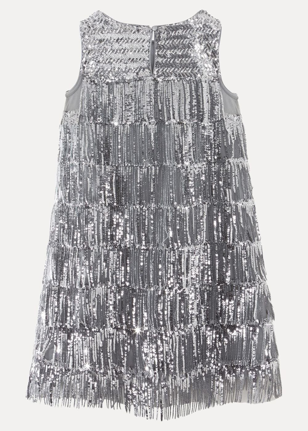 Lulu Fringe Sequin Dress - Silver