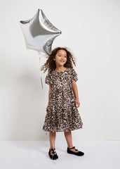 Eve Leopard Shimmer Swing Dress - Multi-Coloured