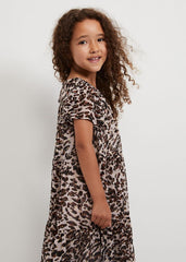 Eve Leopard Shimmer Swing Dress - Multi-Coloured