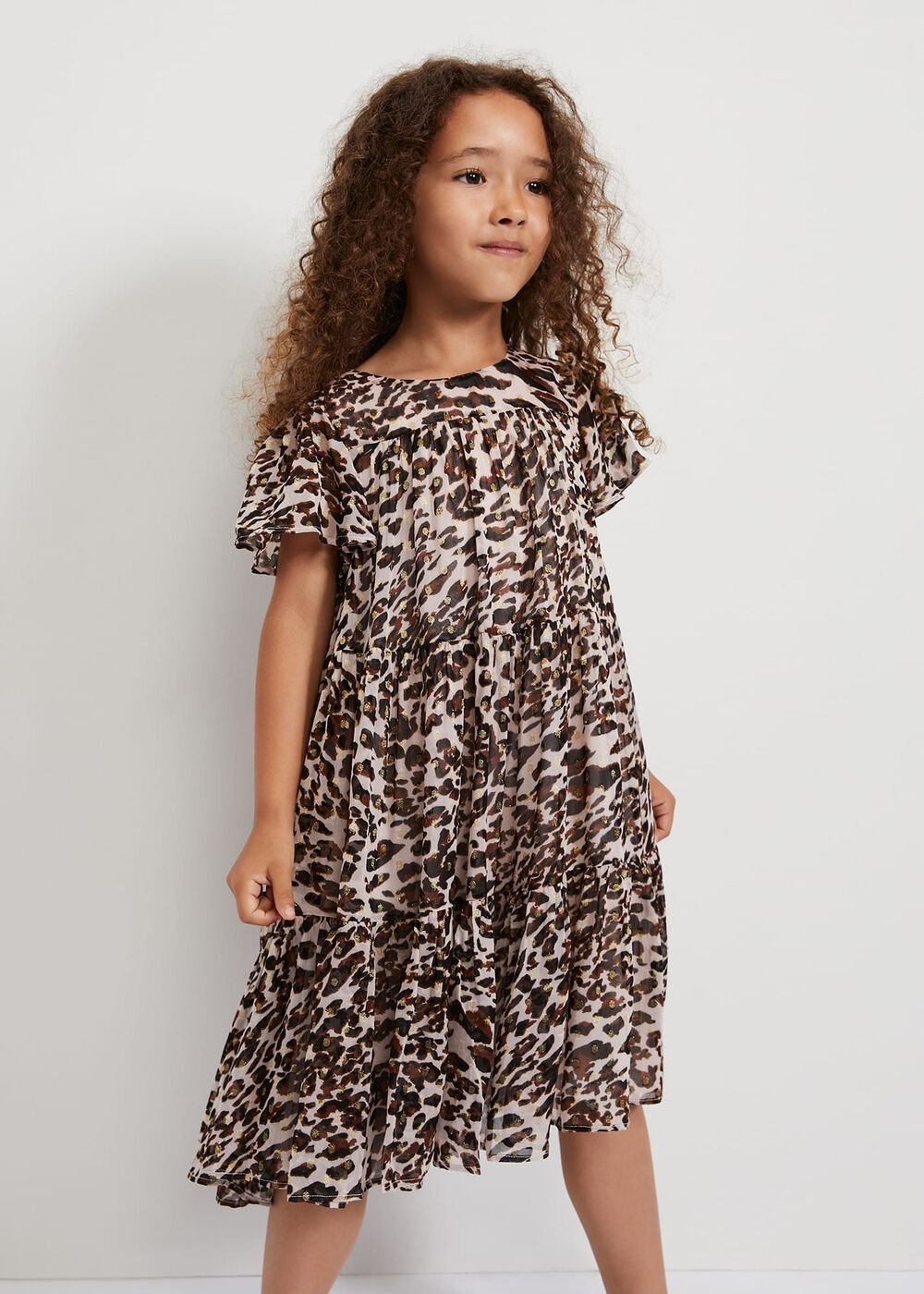 Eve Leopard Shimmer Swing Dress - Multi-Coloured