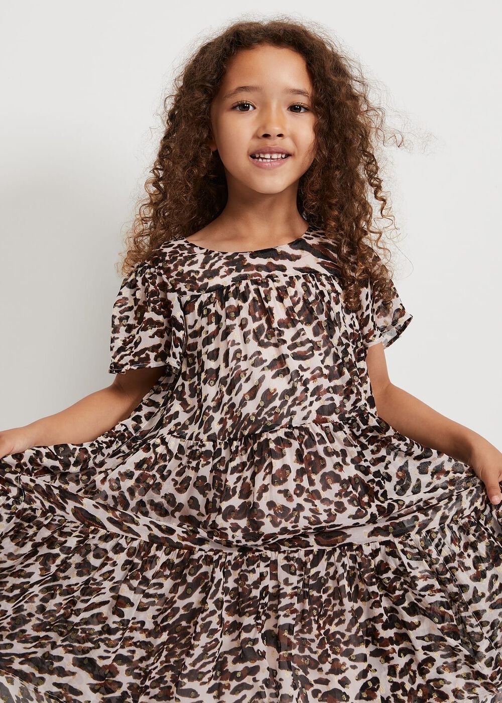 Eve Leopard Shimmer Swing Dress - Multi-Coloured