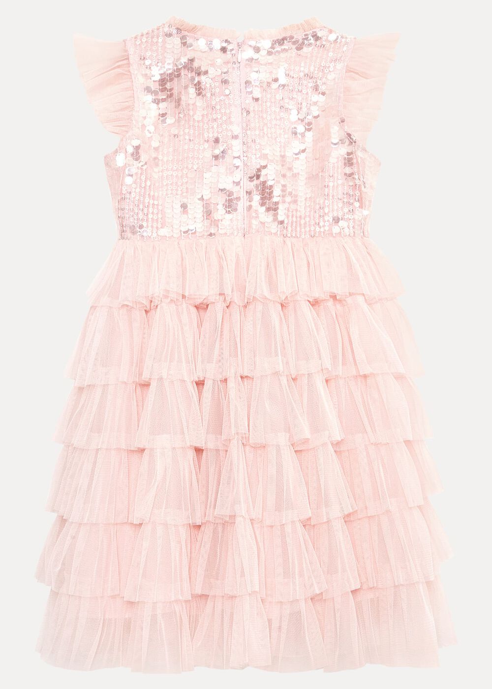 Bobbi Pale Pink Beaded Tulle Dress - Pale Pink