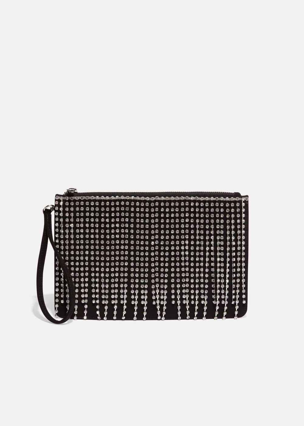 Shae Sparkle Tassel Clutch Bag - Black