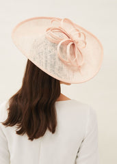 Nude Large Disc Fascinator with Bow - Nude