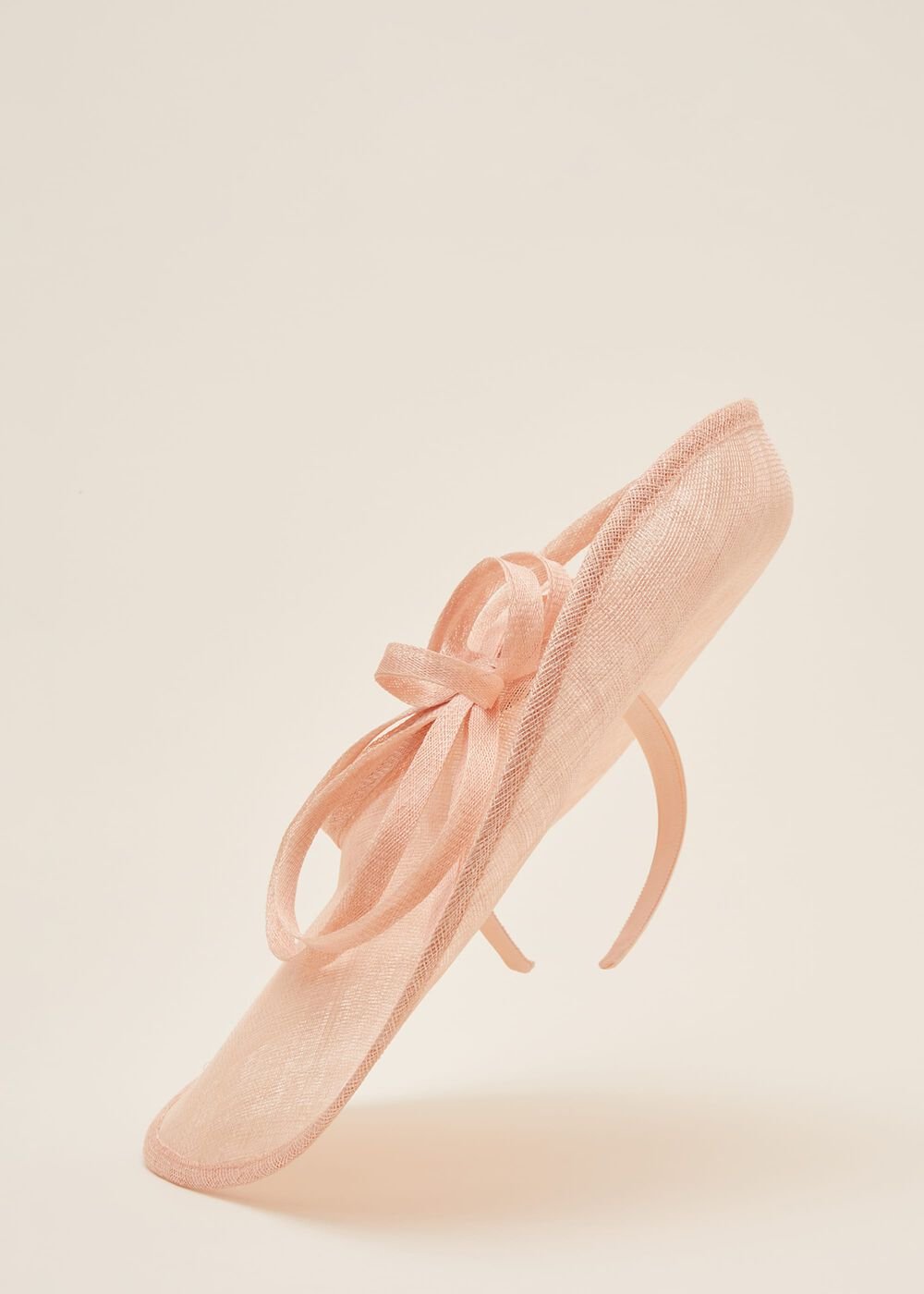 Nude Large Disc Fascinator with Bow - Nude