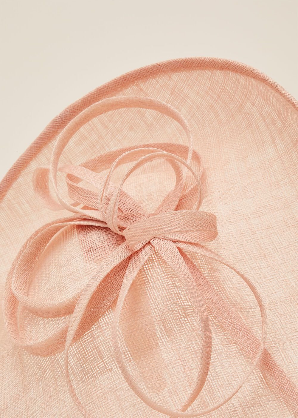 Nude Large Disc Fascinator with Bow - Nude