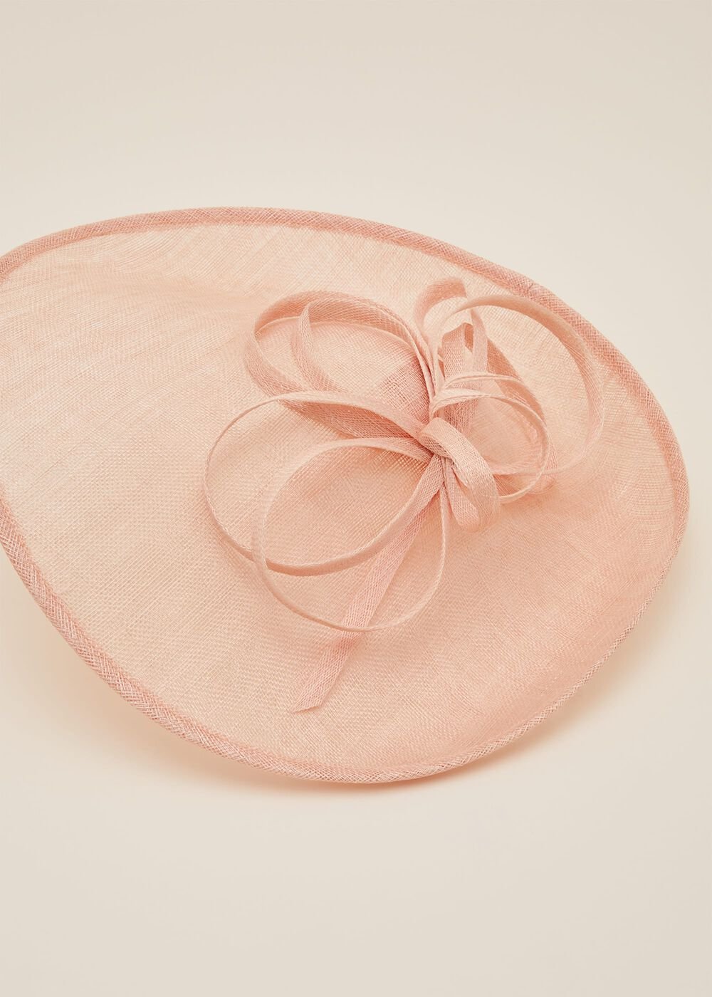 Nude Large Disc Fascinator with Bow - Nude
