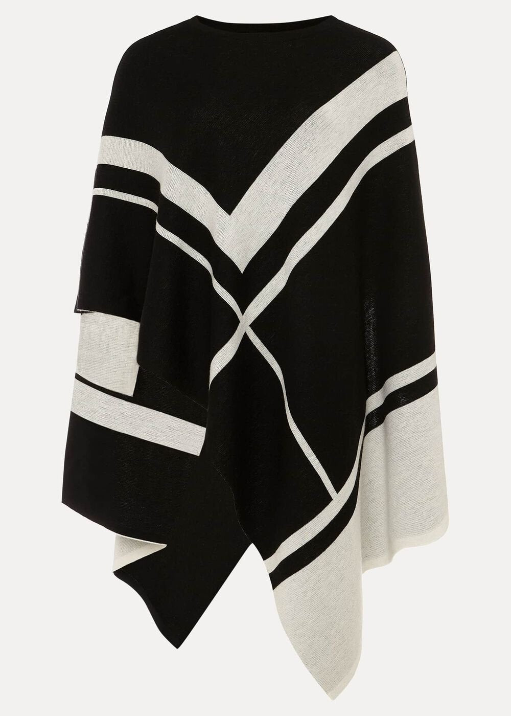 Nel Abstract Print Asymmetric Cape - Black/Ivory