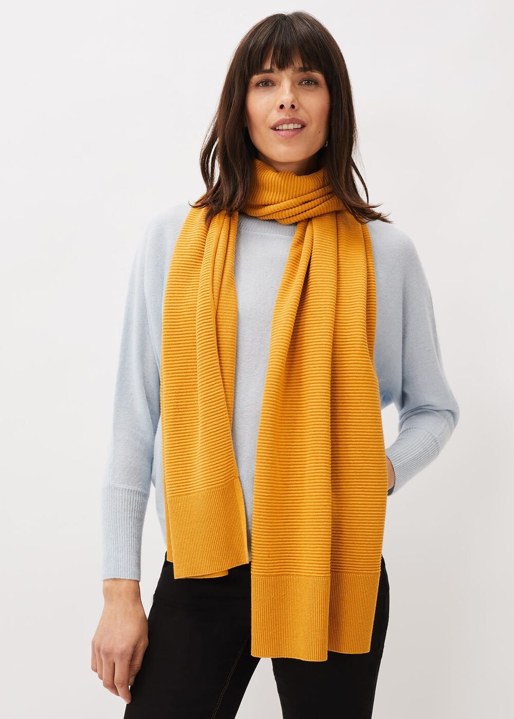 Lorell Ribbed Texture Scarf - Mustard