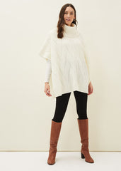 Melly Cable Knit Cape - Winter White