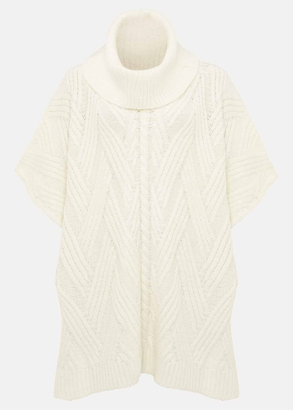 Melly Cable Knit Cape - Winter White