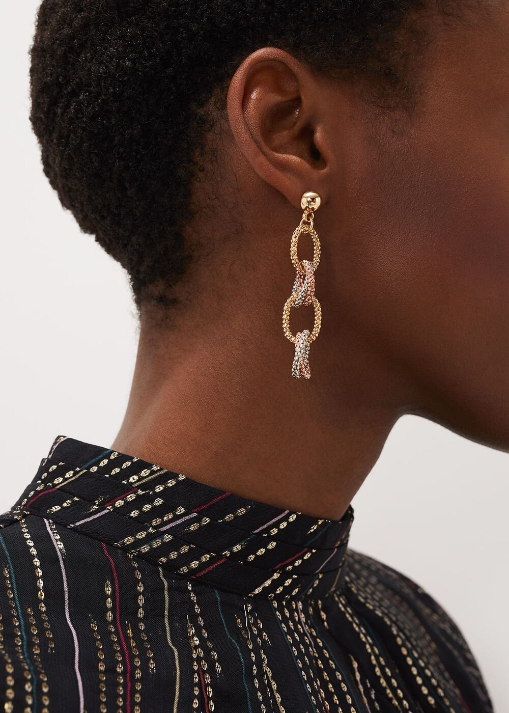 Mixed Link Earrings - Silver/Rose Gold