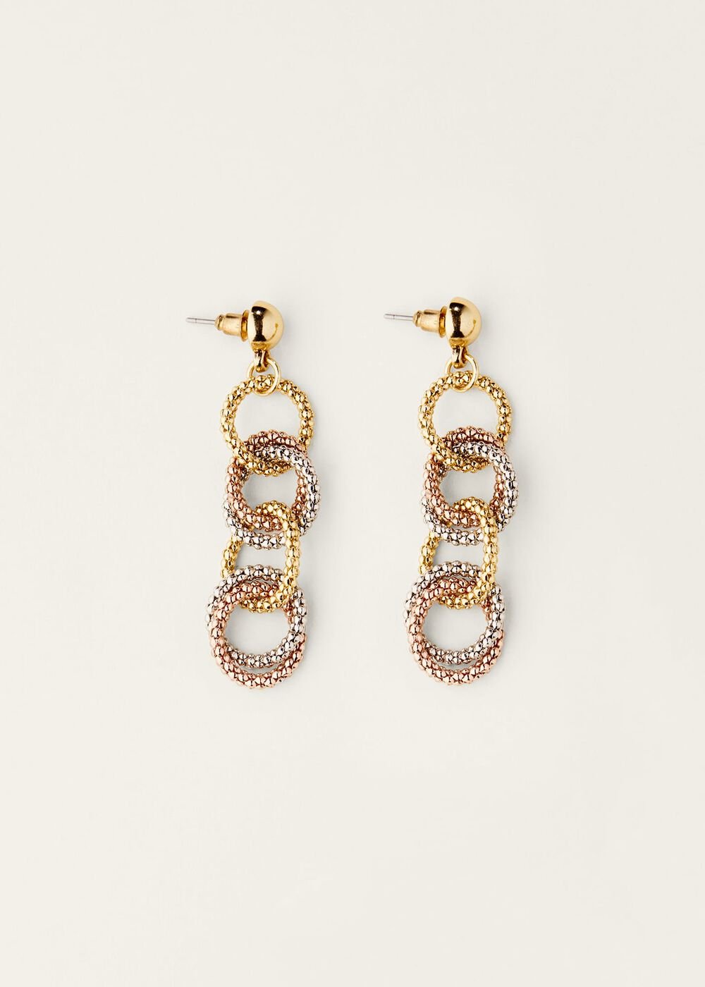Mixed Link Earrings - Silver/Rose Gold