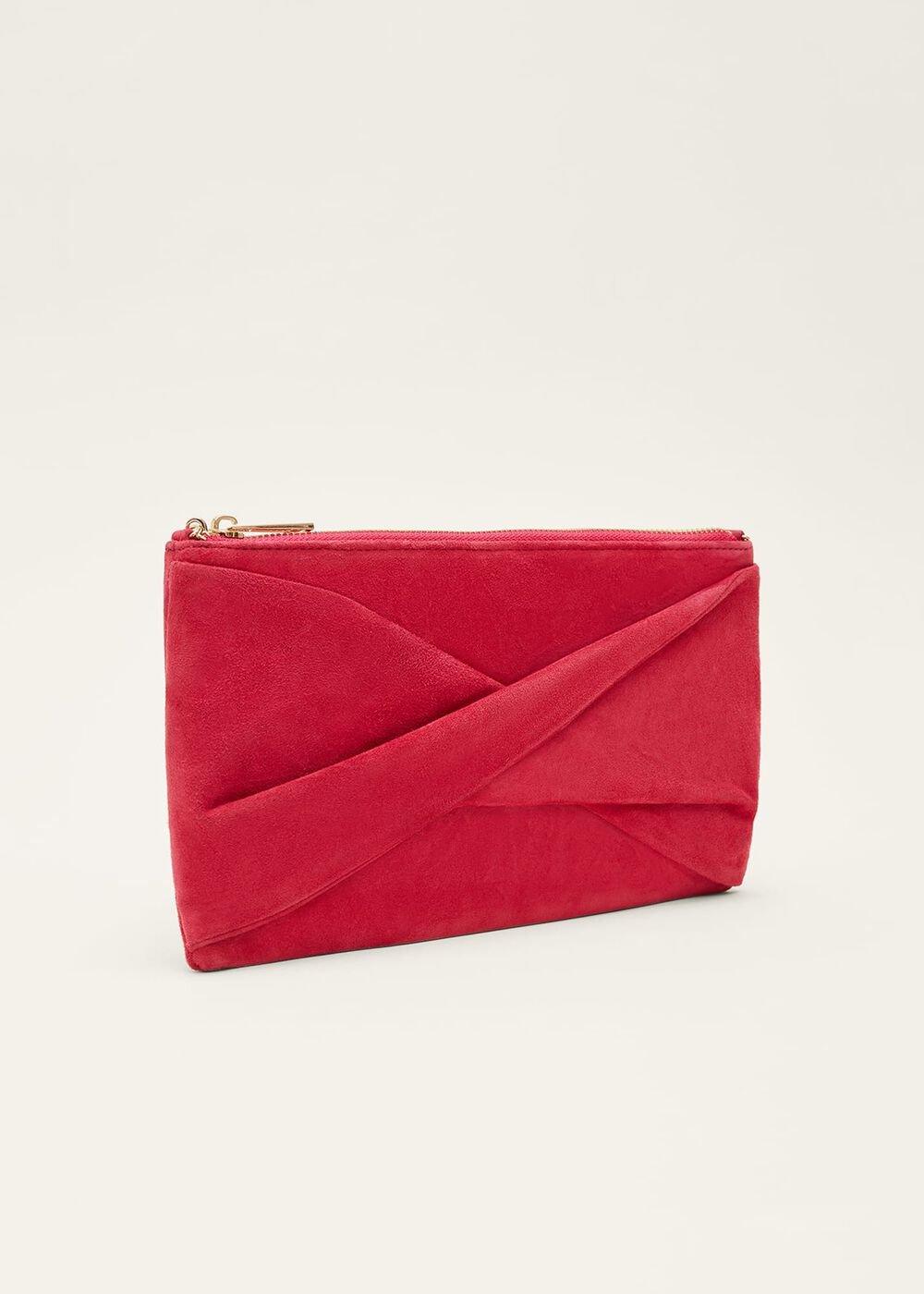 Red Suede Clutch Bag - Lipstick