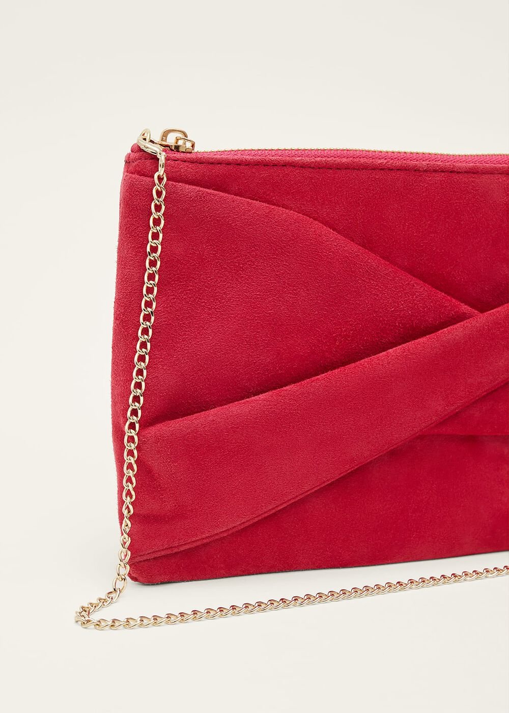 Red Suede Clutch Bag - Lipstick