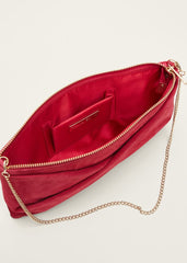 Red Suede Clutch Bag - Lipstick