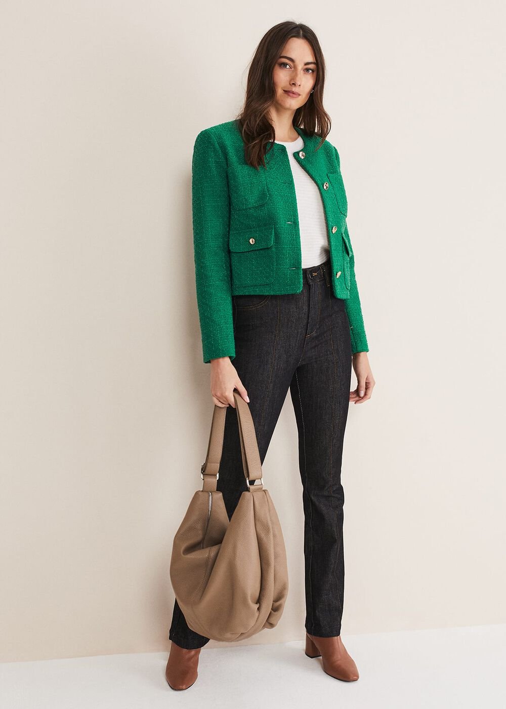 Leather Shopper Bag - Putty White