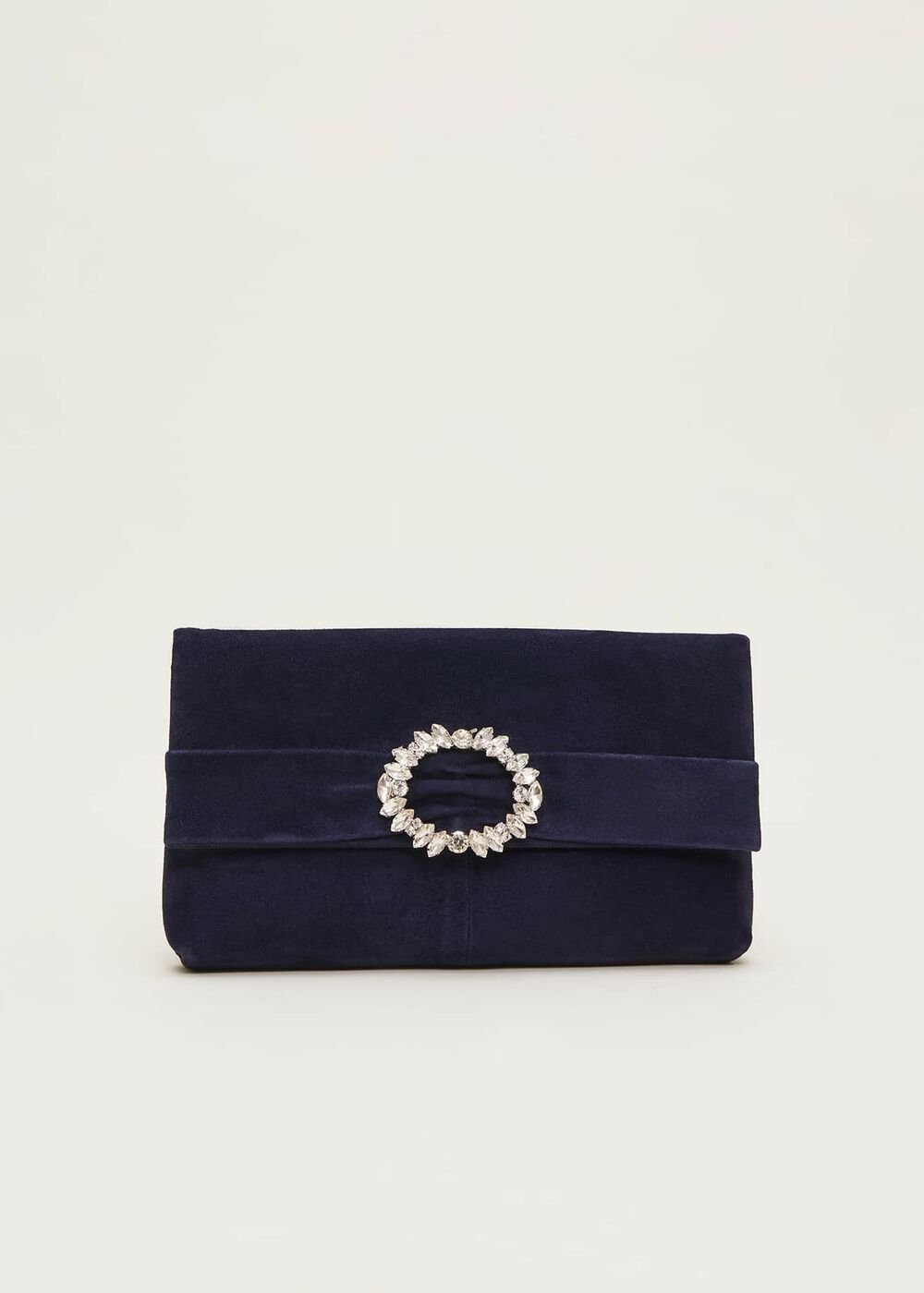 Embellished Slim Clutch Bag - Navy