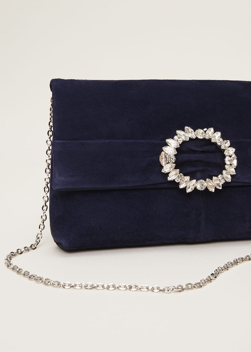 Embellished Slim Clutch Bag - Navy