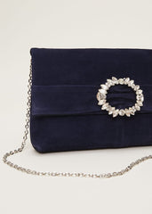 Embellished Slim Clutch Bag - Navy