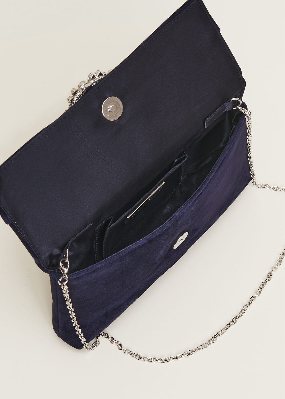 Embellished Slim Clutch Bag - Navy