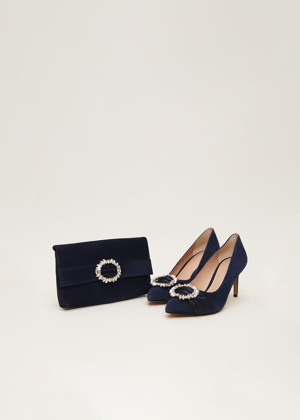 Embellished Slim Clutch Bag - Navy
