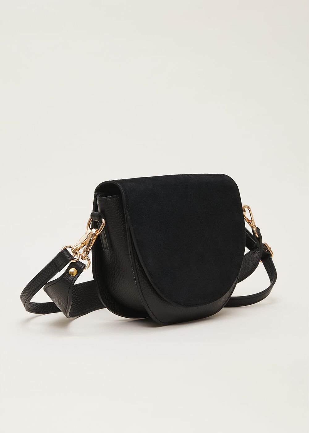 Suede Cross Body Bag - Black