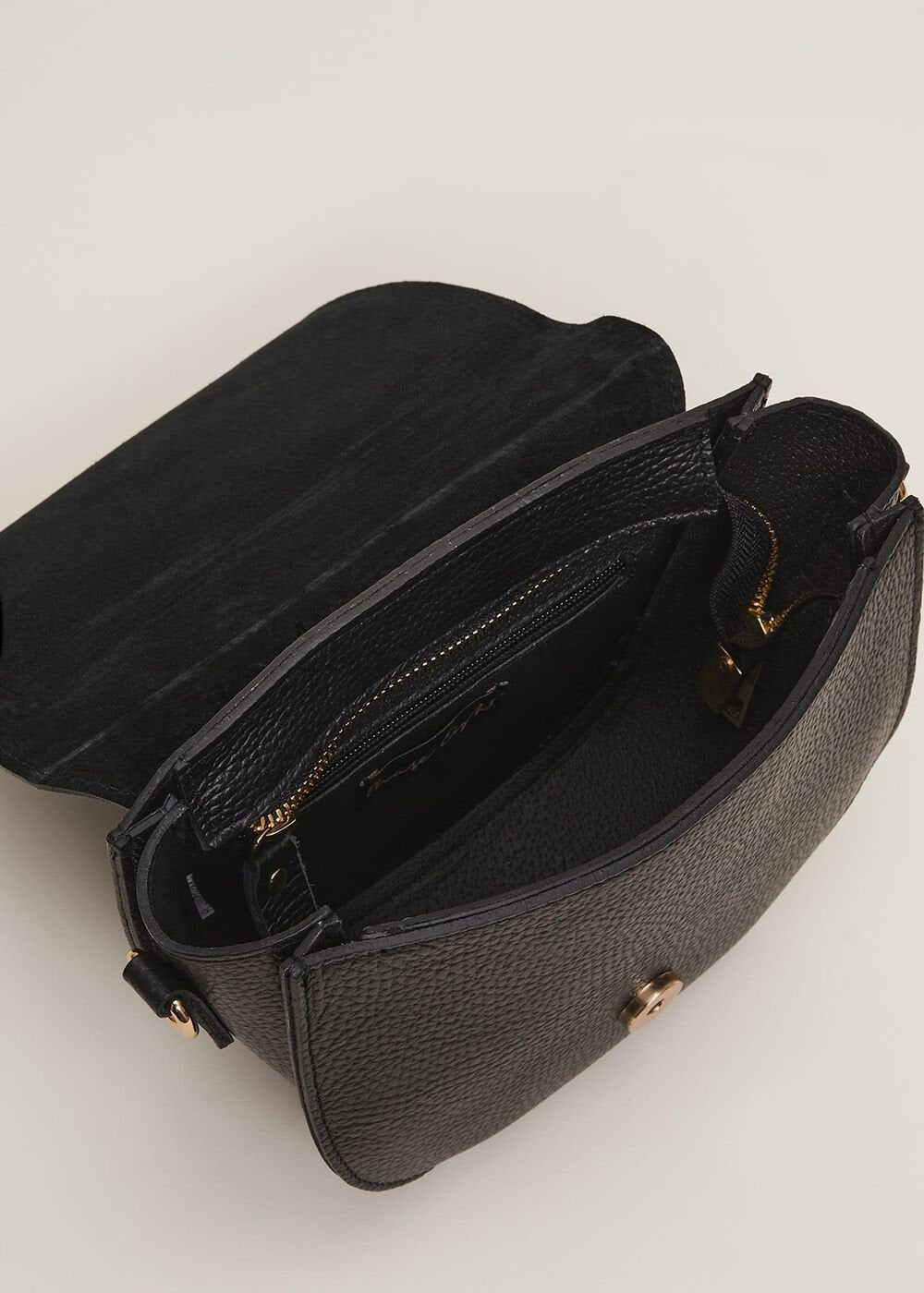 Suede Cross Body Bag - Black