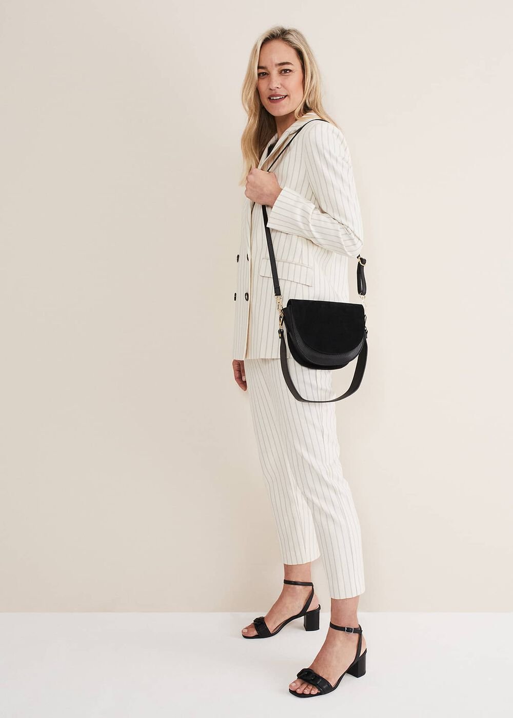 Suede Cross Body Bag - Black