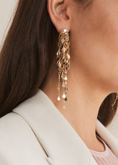 Cluster Leaf Drop Earring - Gold