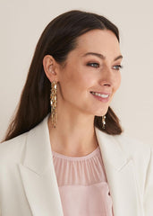 Cluster Leaf Drop Earring - Gold
