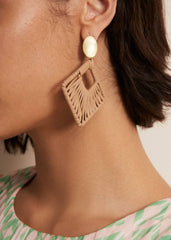 Woven Square Drop Earrings - Putty