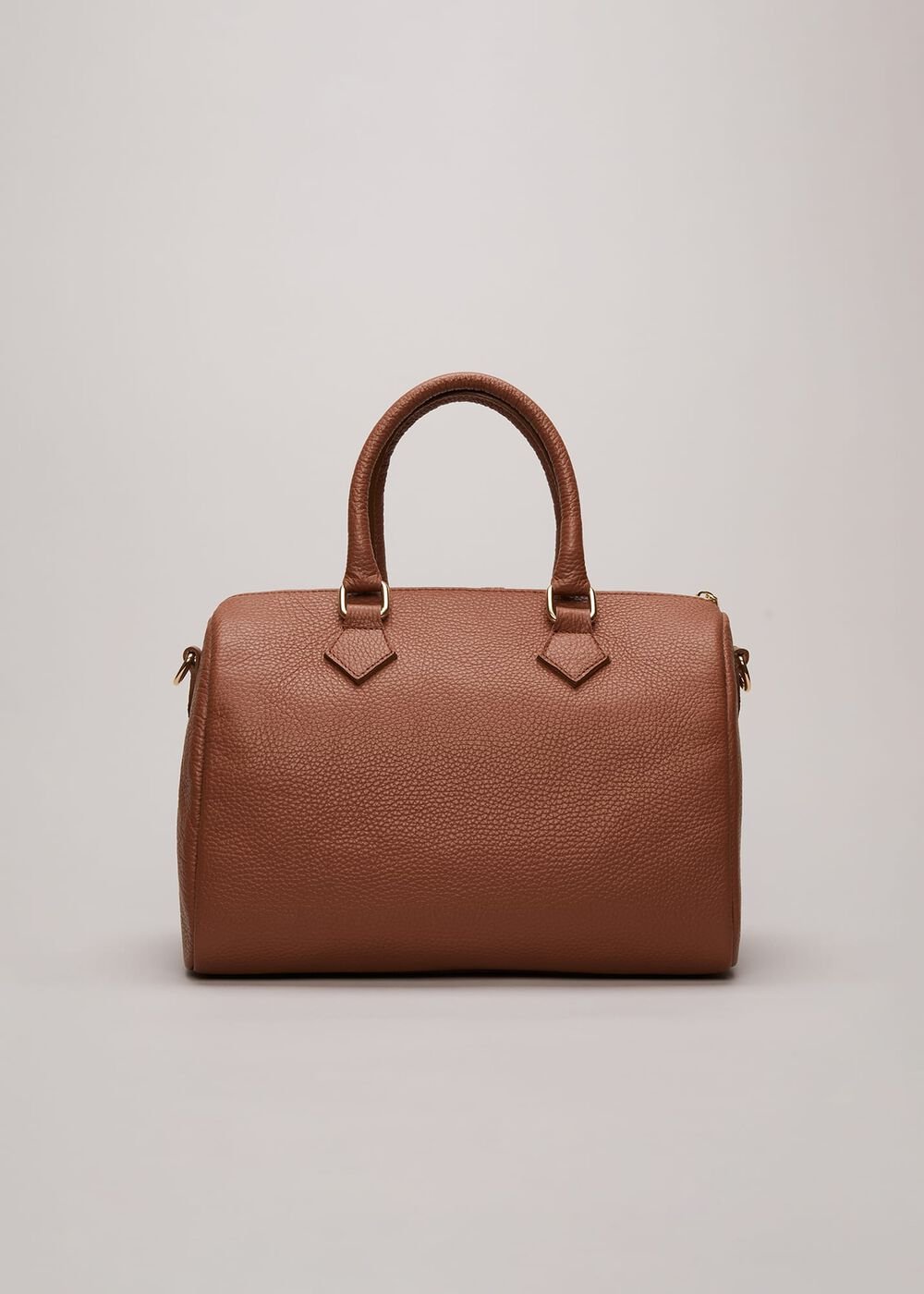 Brown Leather Bowling Bag - Camel