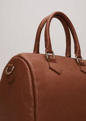 Brown Leather Bowling Bag - Camel
