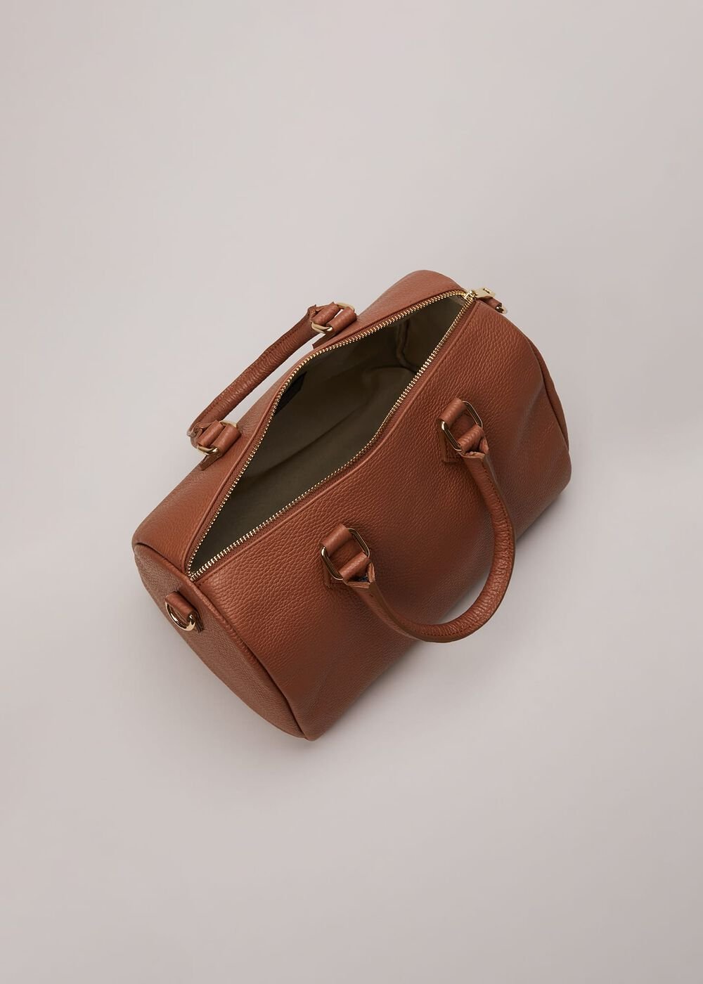 Brown Leather Bowling Bag - Camel