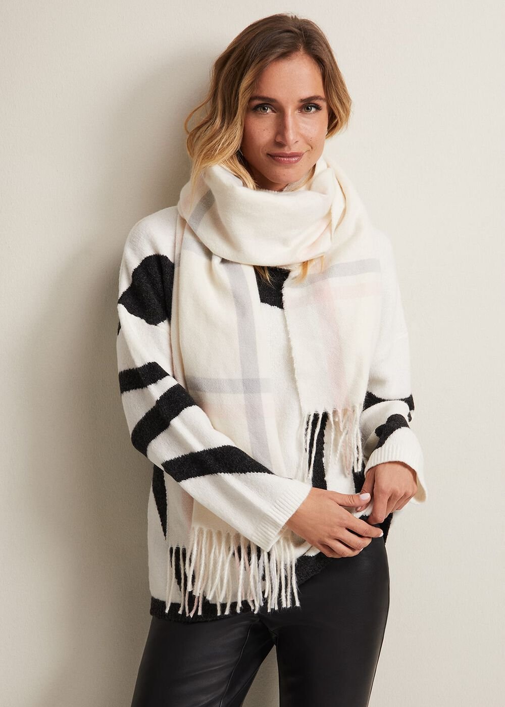 Sollie Check Scarf - Ivory