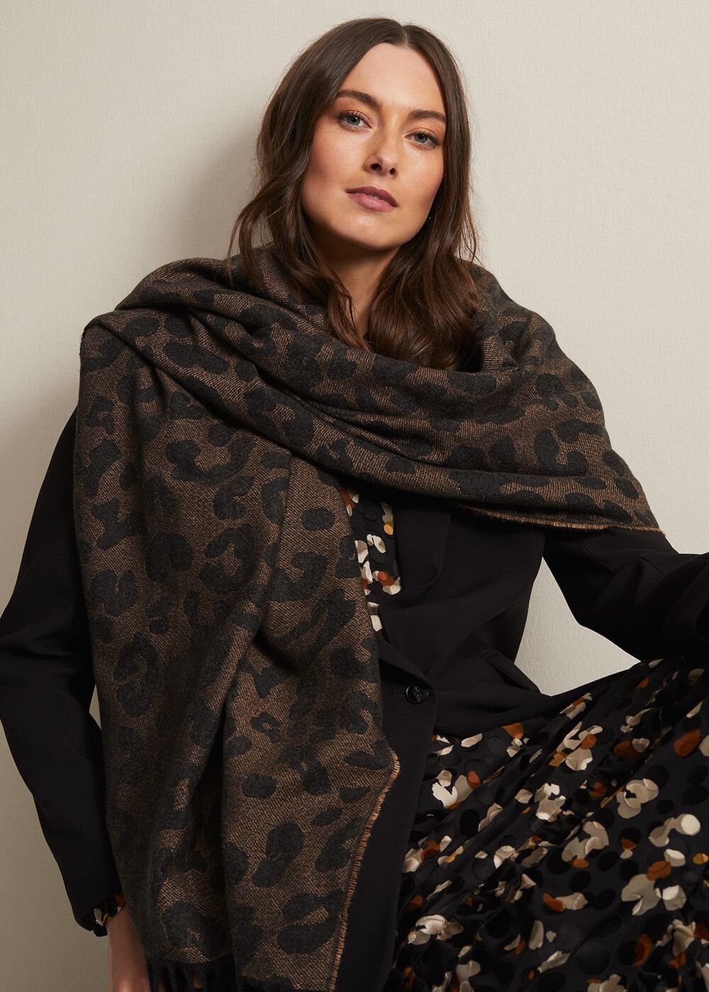 Leopard Scarf - Black Multi