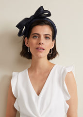 Navy Padded Headband with Bow - Navy