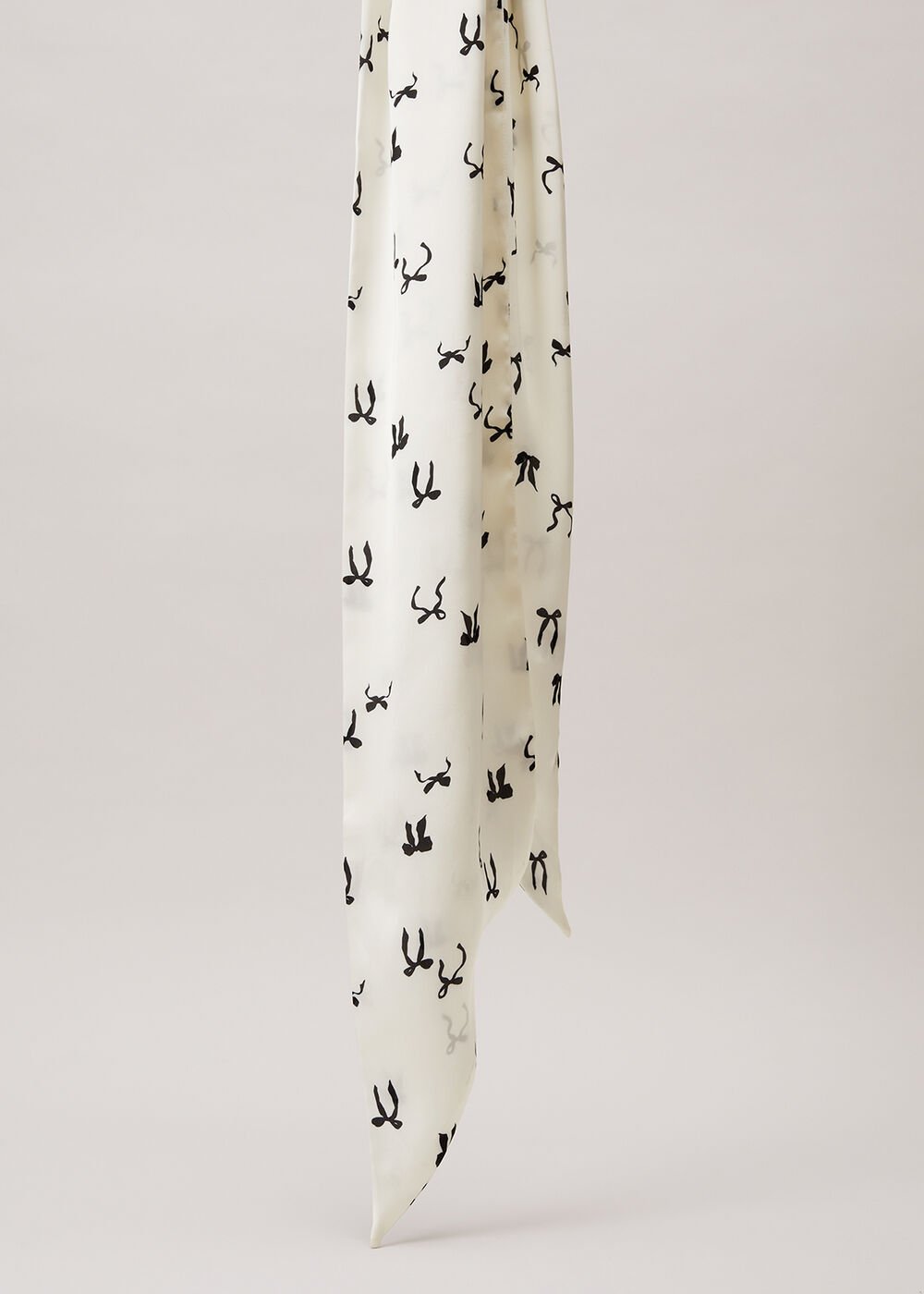 Bow Print Skinny Scarf - Black/Ivory