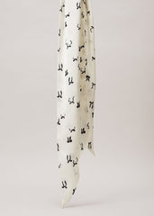 Bow Print Skinny Scarf - Black/Ivory