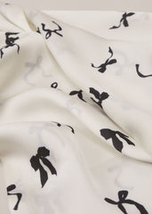 Bow Print Skinny Scarf - Black/Ivory