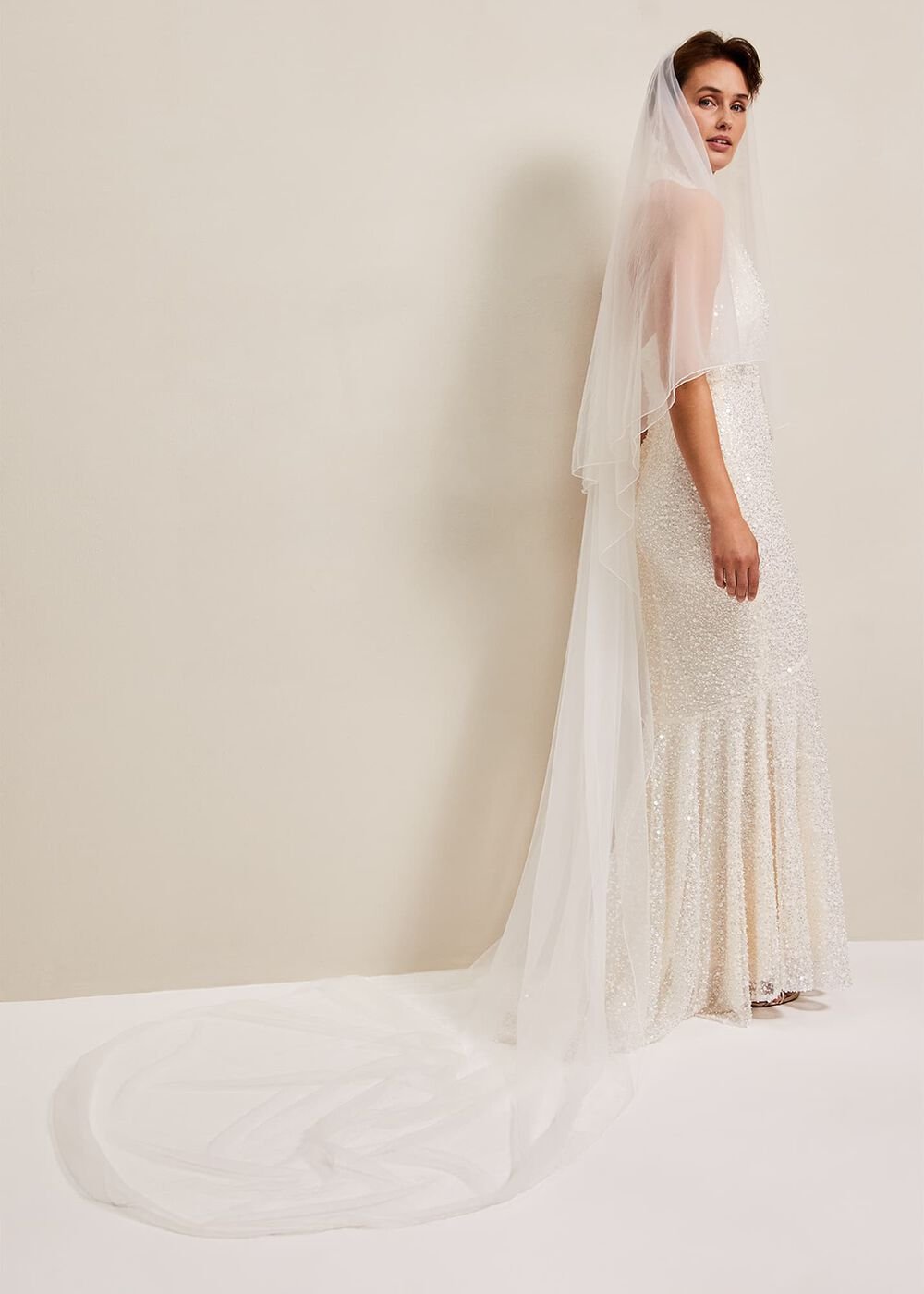 Long Double Tier Veil - Ivory