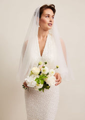 Short Double Tier Veil - Ivory