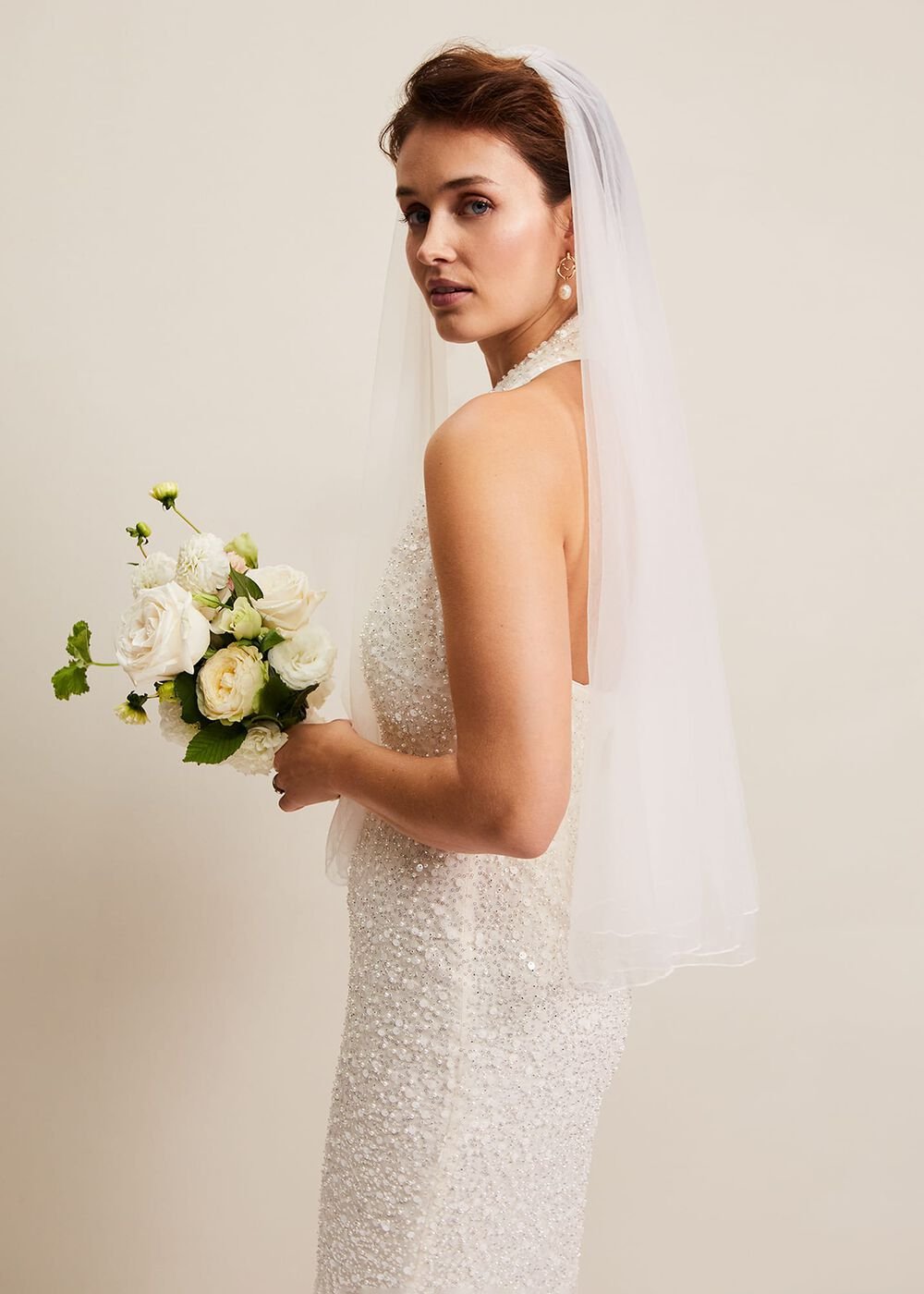 Short Double Tier Veil - Ivory