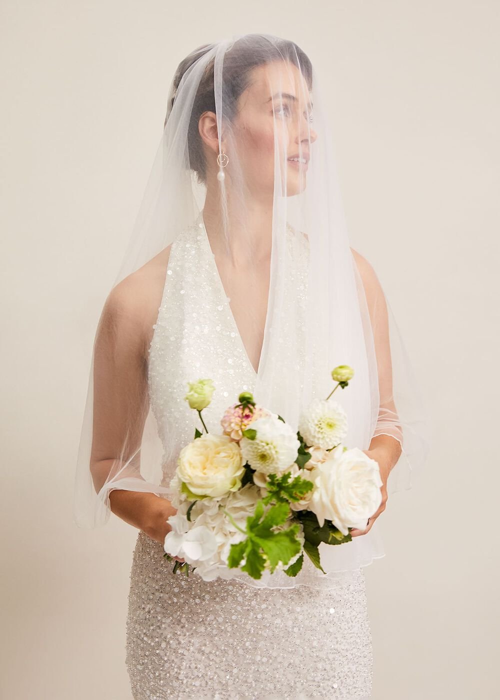 Short Double Tier Veil - Ivory