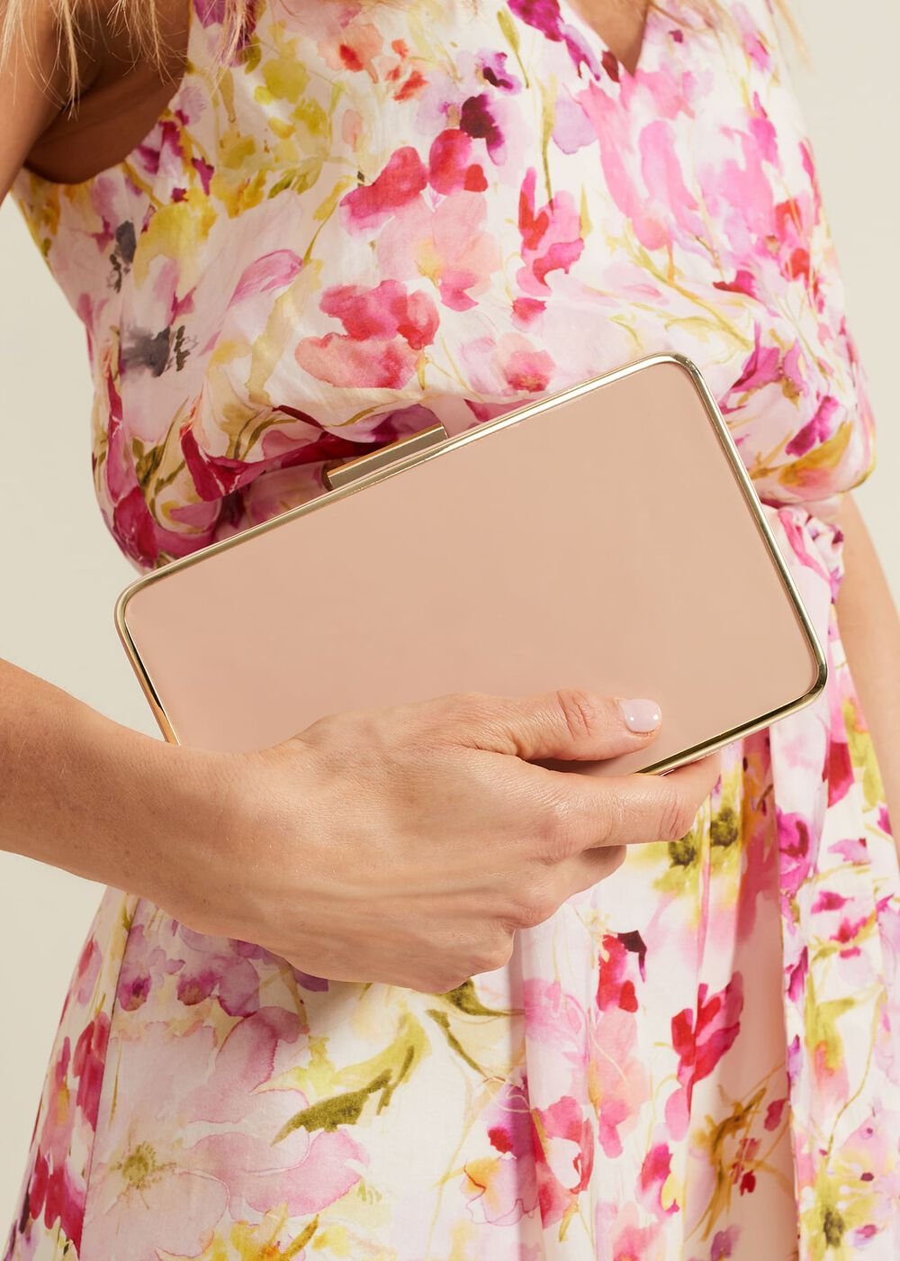 Patent Box Clutch - Pale Pink