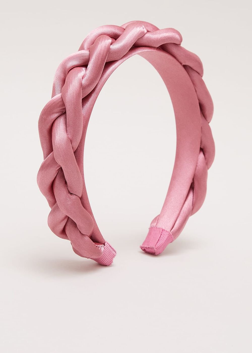 Satin Plaited Headband - Pale Pink